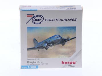 Schaal 1:500 Herpa 511421 LOT Polish Airlines Douglas DC-..., Ophalen of Verzenden, Zo goed als nieuw