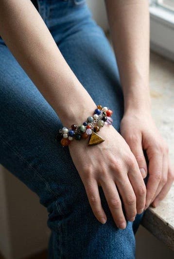 Armband met charms van stenen en kwarts Sieraden - Hoogte: