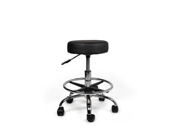Tabouret Zwart - Lage uitvoering met Voetsteun, In hoogte verstelbaar, Nieuw, Kunststof