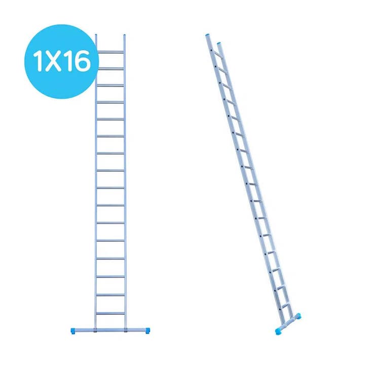 Eurostairs Ladder enkel recht 1x16 sporten, Doe-het-zelf en Verbouw, Ladders en Trappen, Ladder, Nieuw, Verzenden
