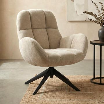 *WOONWINKEL* Draaibare Fauteuil Modern Beige, Verzenden, Nieuw, Stof