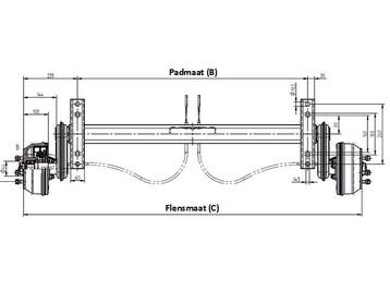Torsie as geremd 1500kg KNOTT padmaat 1400mm / flens 1870mm, Ophalen of Verzenden, Nieuw