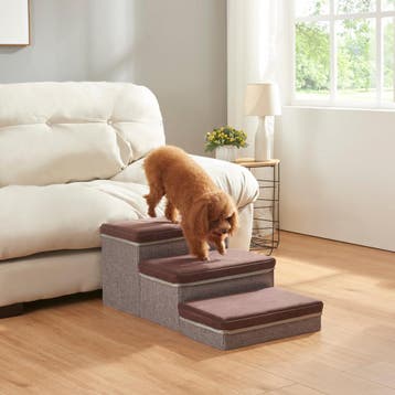 Hondentrap Vojens loopplank 75x40x30 cm donkerbruin en grijs, Verzenden, Nieuw