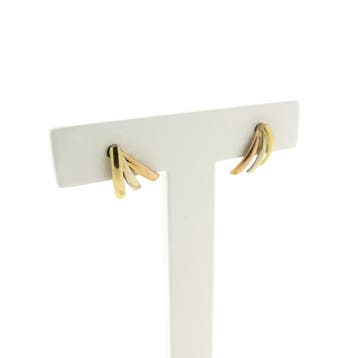 Tricolor gouden oorstekers (Oorbellen), Ophalen of Verzenden, Gebruikt, Goud, Goud