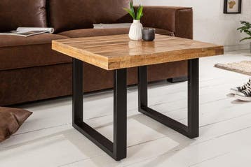 Massieve salontafel IRON CRAFT 60cm mangohout industrieel, Ophalen of Verzenden, Nieuw