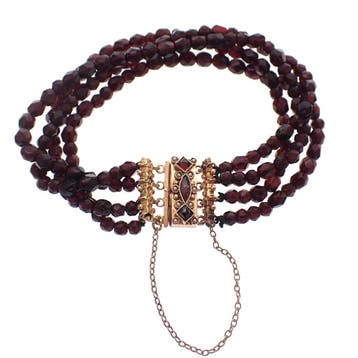 Antiek glaskralen armband met gouden slot (Schakelarmband), Ophalen of Verzenden, Gebruikt, Goud, Goud