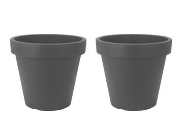 Set van 2 stuks Kunststof Bloempot Antraciet Ø29cm, Ophalen of Verzenden, Nieuw