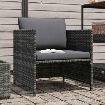 vidaXL Tuinbank met kussens poly rattan grijs, Verzenden, Nieuw
