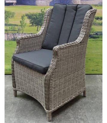 Riccione Darwin dining tuinset 150 cm rond 6-delig grijs, Tuin en Terras, Ophalen of Verzenden, Nieuw, Wicker