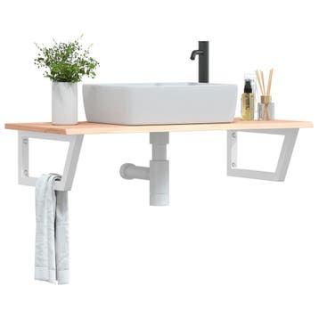 vidaXL Badkamer wandschap staal en massief eikenhout, Verzenden, Nieuw