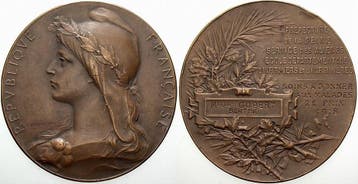 Brons medaille 1918 Frankreich Dritte Republik, 1870-1940, Verzenden