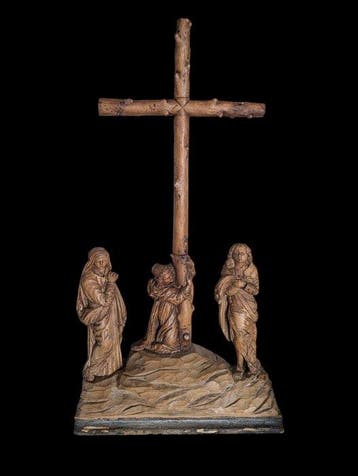 Escuela española - sculptuur, Antiguo Calvario - 53 cm -, Antiek en Kunst