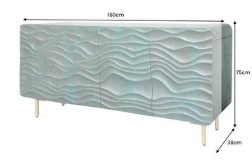 Design Dressoir WAVE 160cm turquoise mangohout massief hout, Huis en Inrichting, Kasten | Dressoirs, Ophalen of Verzenden, Nieuw