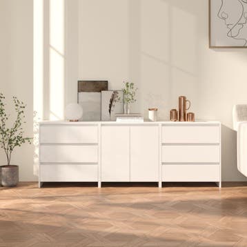 vidaXL 3 st Dressoirs bewerkt hout wit, 100 tot 150 cm, Verzenden, Nieuw, 25 tot 50 cm