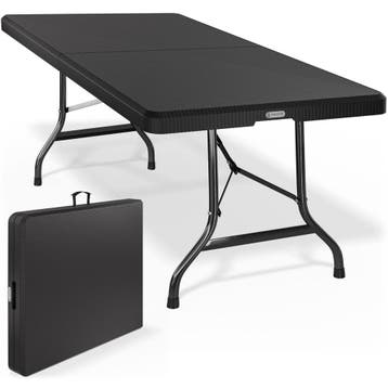 Tuintafel Zwart Rotan 180x75x73cm inklapbaar (Tafels), Verzenden, Nieuw