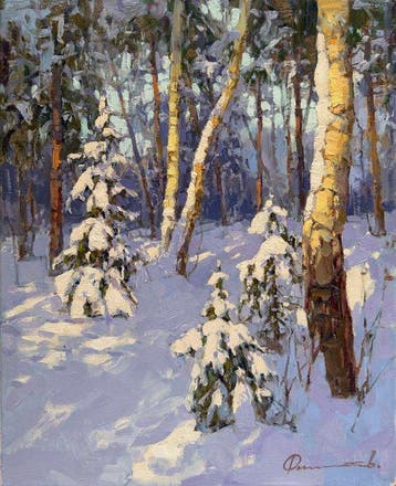 Sergei Flitov (1964) - Soleil du Matin au coeur de la Forêt, Antiek en Kunst