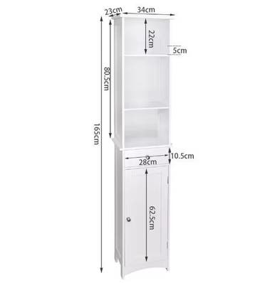Badkamermeubel 33x23x165 cm – Vrijstaand met Lade en Planken, Verzenden, Nieuw