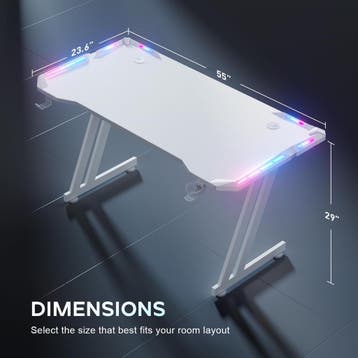 Gaming bureau - Gaming desk - Gaming tafel - 140x60 cm - Wit, Huis en Inrichting, Bureaus, Verzenden, Zo goed als nieuw