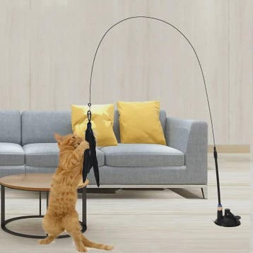 Interactieve Kattenhengel met Zuignap en Veer - Stimuleert S, Verzenden, Nieuw