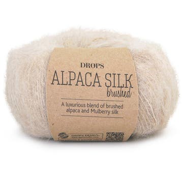 DROPS Brushed Alpaca Silk Uni Colour - 04 lichtbeige - Wol, Ophalen of Verzenden, Nieuw