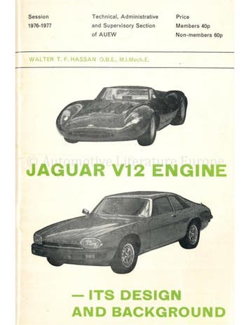 JAGUAR V12 ENGINE, ITS DESIGN AND BACKGROUND, Nieuw, Author