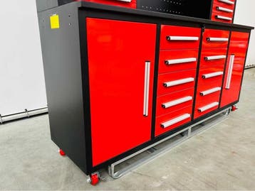 Veiling - RTE garagewerkbank met opbouwkast 220x60x170cm, Nieuw
