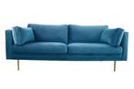 3-Zitsbank - Knut - Blauw - Fluweel - Jörn, Huis en Inrichting, Banken | Bankstellen, Verzenden, Nieuw