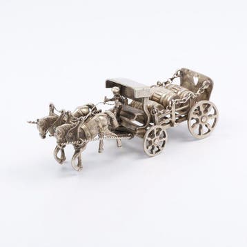J. Weeda. - Beeldje - Bierwagen. - .835 zilver