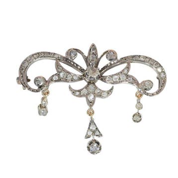 Broche - 18 karaat Geel goud - Diamant - Vintage antiek 1880