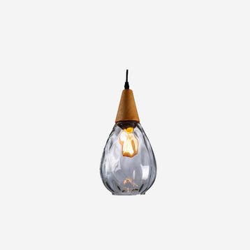 Moderne Glazen Hanglamp Met Houten Accent, Verzenden, Nieuw