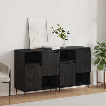 vidaXL Dressoirs 2 st Zwart eiken, Huis en Inrichting, Kasten | Dressoirs, Verzenden, Nieuw, Overige houtsoorten, Minder dan 50 cm