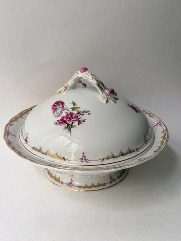 KPM - Tureen - Porselein - Handgeschilderde bloemdecoratie