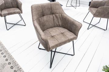 Exclusief design stoel LOFT microvezel vintage taupe met, Huis en Inrichting, Ophalen of Verzenden, Nieuw