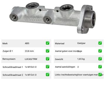 Hoofdremcilinder Jaguar Xjsc 6.0 (X27) Van 1993-05 tot 1996-, Verzenden, Nieuw, Jaguar