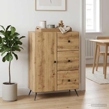vidaXL Dressoir Artisanaal eiken 66 x 34,5 x 90 cm Bewerkt, Huis en Inrichting, Kasten | Dressoirs, Verzenden, Nieuw, Overige houtsoorten
