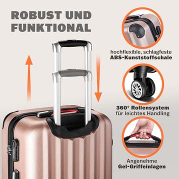 Reiskoffers 4-delige Roze ABS accessoires (Koffers - Tassen), Verzenden, Nieuw