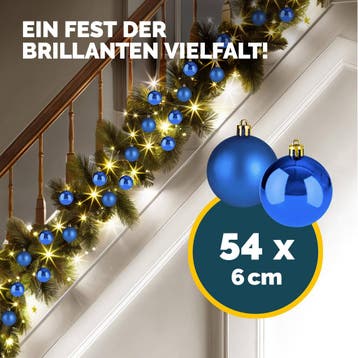 Kerstballen Blauw 54-delig (Kerst artikelen, Interieur), Verzenden, Nieuw