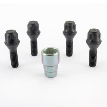 H&R Wielslotenset M12x1.50x30mm konisch Zwart - 4 slotbouten, Verzenden, Nieuw