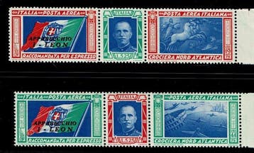 Koninkrijk Italië 1933 - Trittici Noord-Atlantische Cruise, Gestempeld