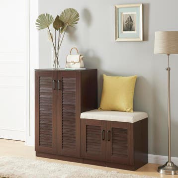 Schoenenkast Løten 97x120x36 cm wengé [en.casa], Verzenden, Nieuw