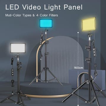 LED Video Light Panel Kit met Statief & RGB Filters - Profes, Doe-het-zelf en Verbouw, Verzenden, Nieuw