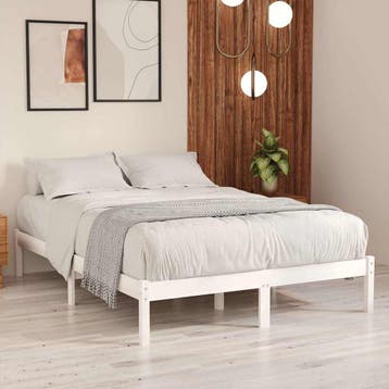 vidaXL Bedframe massief grenenhout wit 120x200 cm, Verzenden, Wit, Nieuw, Twijfelaar