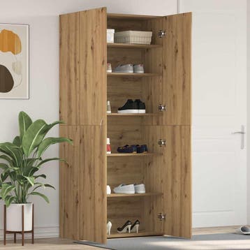 vidaXL Schoenenkast 80 x 35.5 x 180 cm Bewerkt hout Bruin, Verzenden, Nieuw