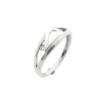 Witgouden ring met diamant; 0,03 ct., Sieraden, Tassen en Uiterlijk, Ringen, Gebruikt, Ophalen of Verzenden, 17 tot 18, Met edelsteen