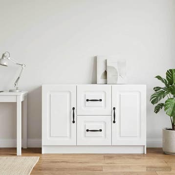vidaXL Dressoir Wit 89 x 34,5 x 57 cm Bewerkt hout, Verzenden, Nieuw, Overige houtsoorten, Minder dan 50 cm