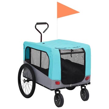 vidaXL Fietstrailer en hondenwagen 2-in-1 blauw en grijs, Dieren en Toebehoren, Verzenden, Nieuw