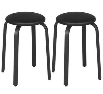 Set van 2 Stapelbare Krukken – Kunstleer en Metalen Frame, Huis en Inrichting, Stoelen, Verzenden, Nieuw