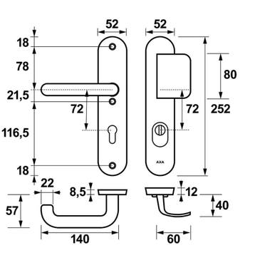 AXA Oval Plus veiligheidsbeslag voordeur D-knop/U kruk PC72, Verzenden, Nieuw