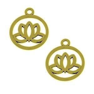 10 x Metaal Bedel Lotus Goudkleur 20x3 mm (Bedels), Ophalen of Verzenden, Nieuw, Bedel