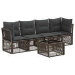 vidaXL Tuinbankenset 5 pcs Grijs poly rattan, Verzenden, Nieuw, 5 zitplaatsen